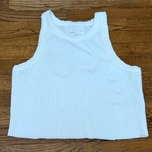Aerie White Ribbed Tank Top